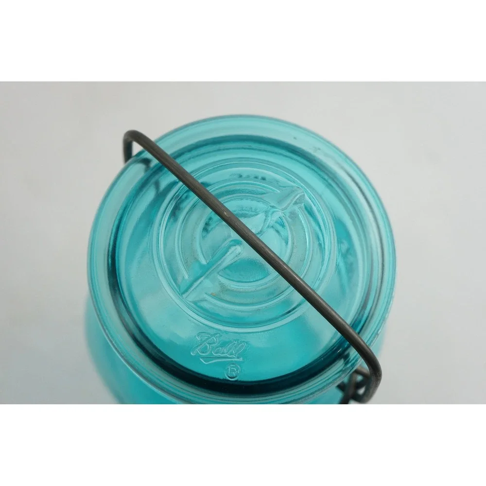 Ball Ideal A1 Mason Jar Blue Bicentennial Eagle 1776-1976 Wire Lid VGC Vintage - Picture 6 of 7